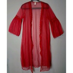 Vintage Peignor Robe Lace Sz 2X Dreamy Red Whimsigoth Ethereal Fairy Jewel Tone